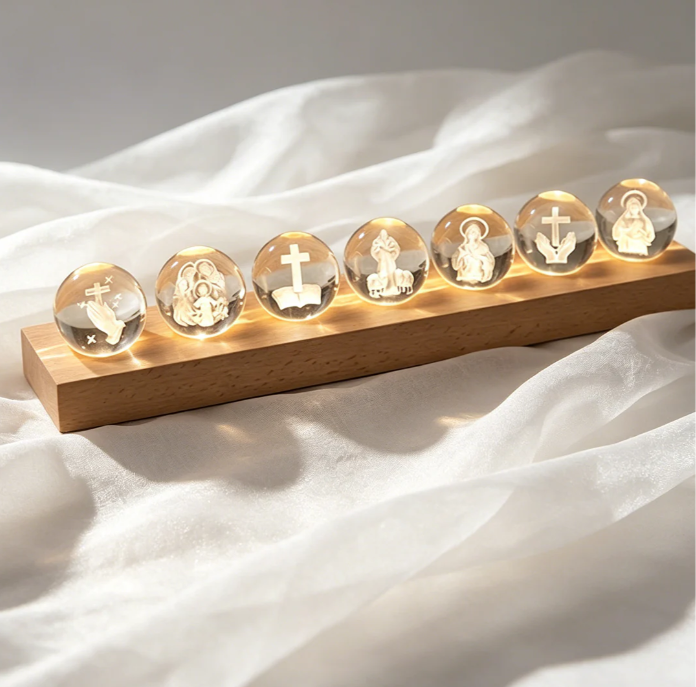 ✨ ✨ Faith Themed Night Light 🔥 Wooden Base Sphere Ornament Kit ✨ ✨