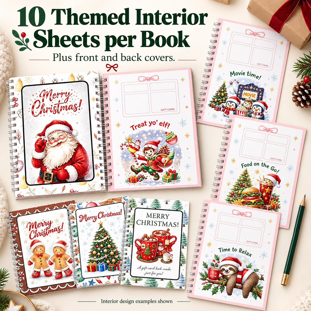 Christmas Gift Card Book, Spiral Bound for Holiday Gift Giving
