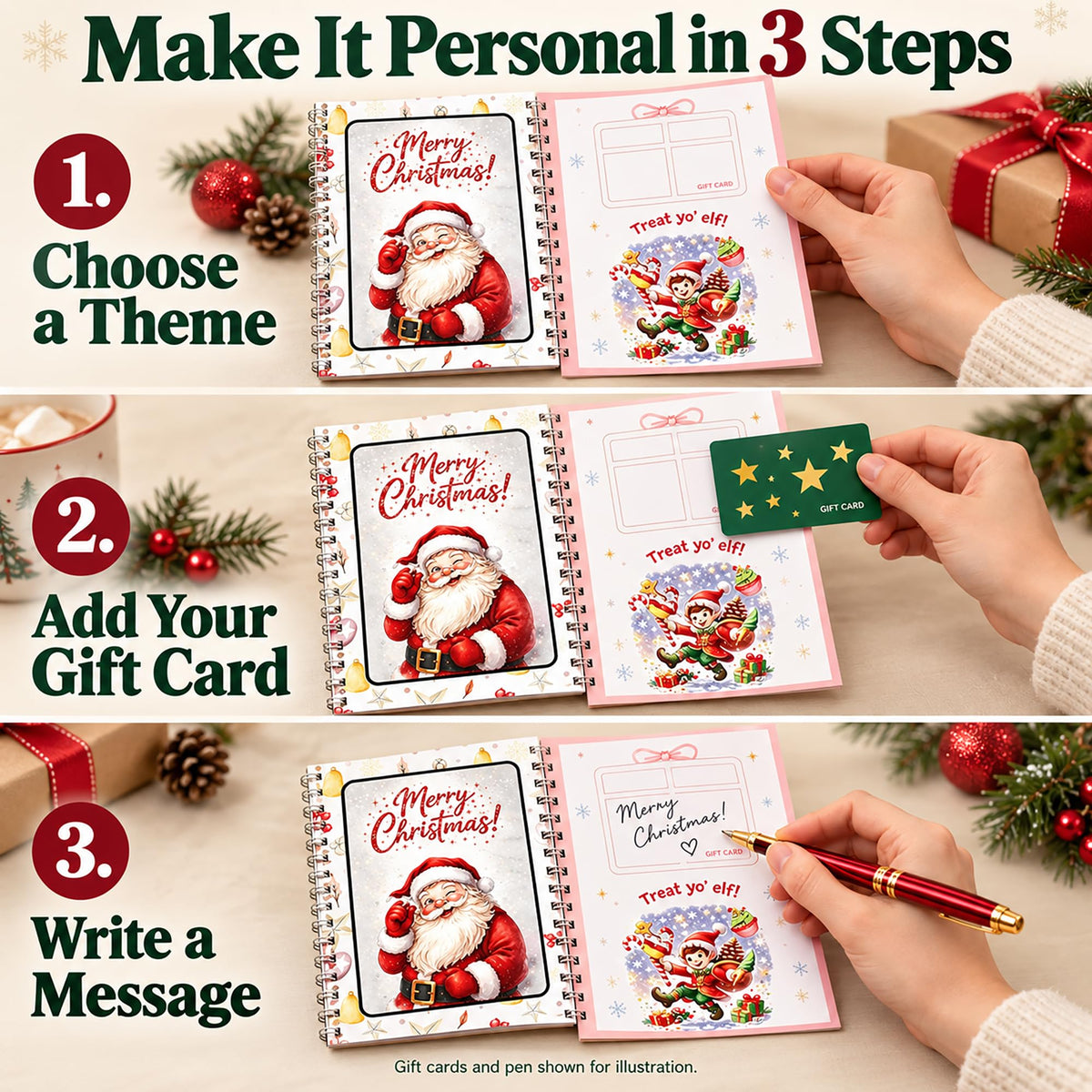 Christmas Gift Card Book, Spiral Bound for Holiday Gift Giving
