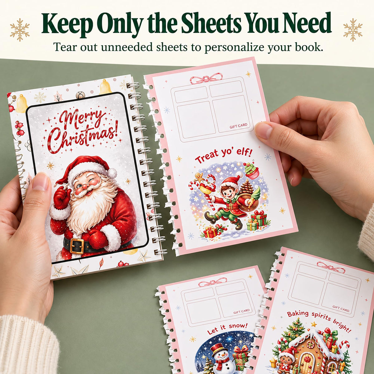 Christmas Gift Card Book, Spiral Bound for Holiday Gift Giving