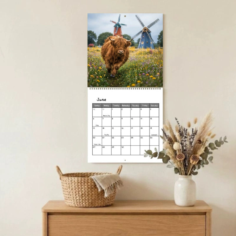 2027 Highland Cow Adventures Wall Calendar