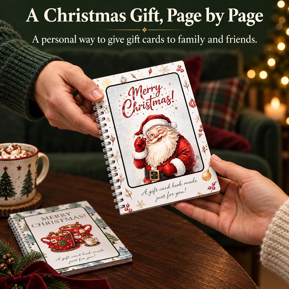 Christmas Gift Card Book, Spiral Bound for Holiday Gift Giving