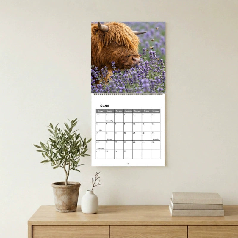 2027 Highland Cow Adventures Wall Calendar