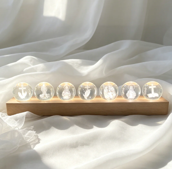 ✨ ✨ Faith Themed Night Light 🔥 Wooden Base Sphere Ornament Kit ✨ ✨