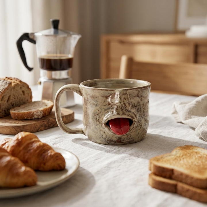 Handmade Face Shaped Ceramic Mug