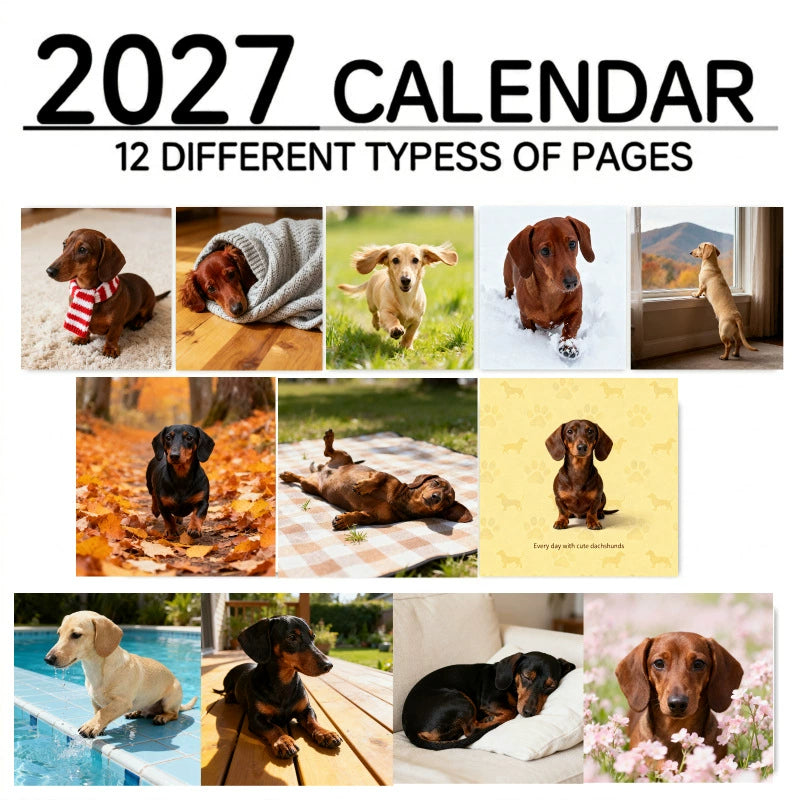 2027 Dachshund Wall Calendar | 12 Month Cute Wiener Dog Calendar, Perfect Gift for Dachshund Lovers