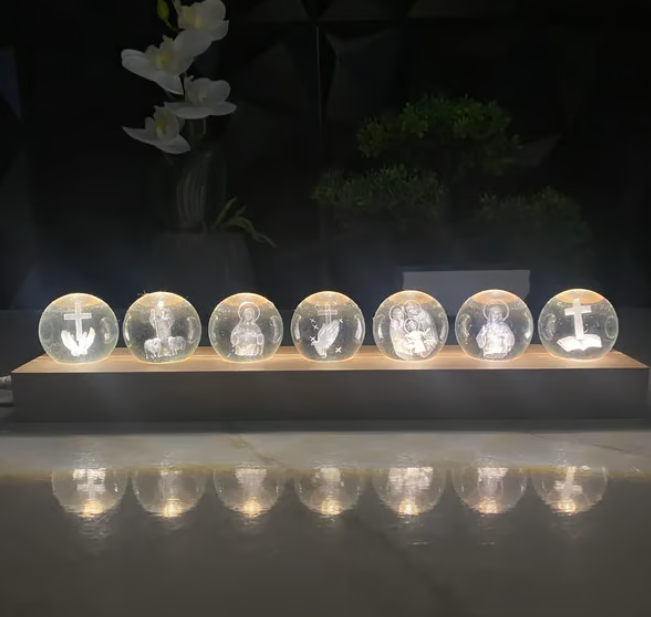 ✨ ✨ Faith Themed Night Light 🔥 Wooden Base Sphere Ornament Kit ✨ ✨