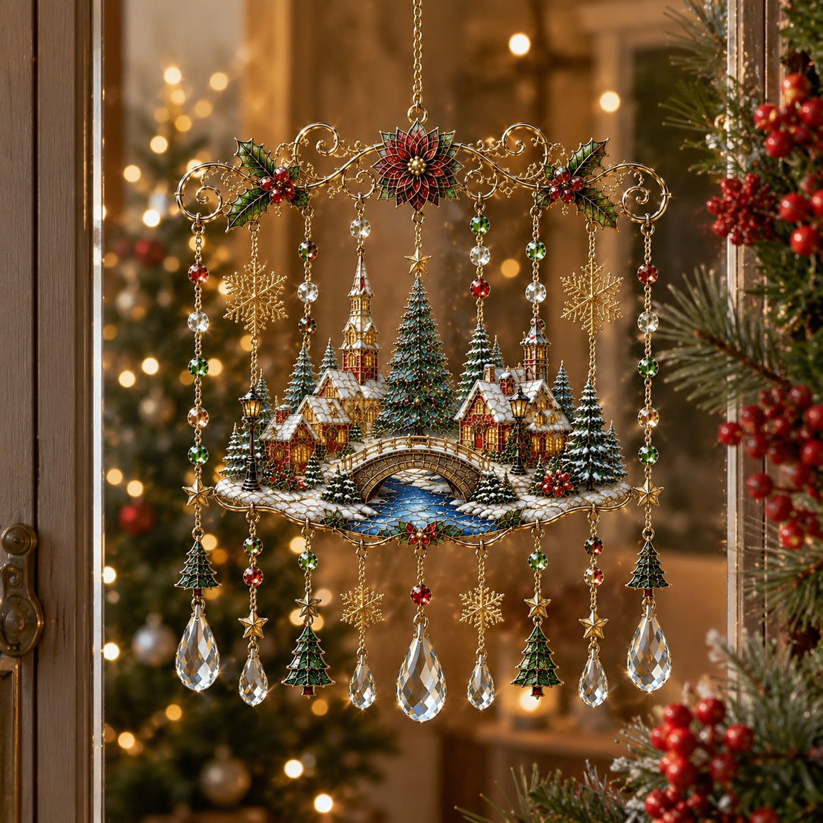 🔥Handmade Christmas Stained Glass Window Hanging🔥