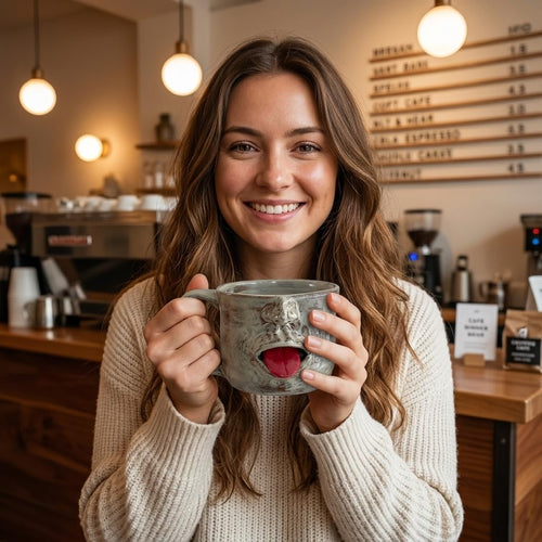Handmade Face Shaped Ceramic Mug