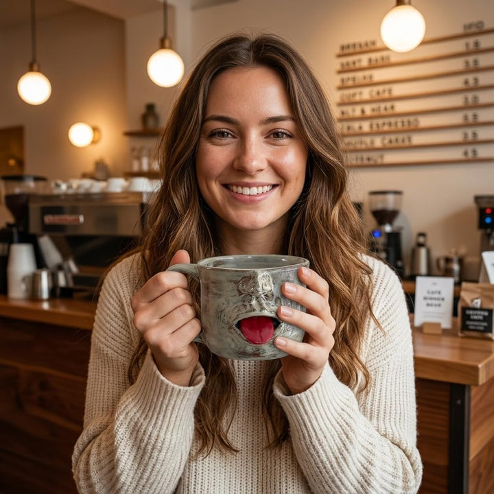 Handmade Face Shaped Ceramic Mug