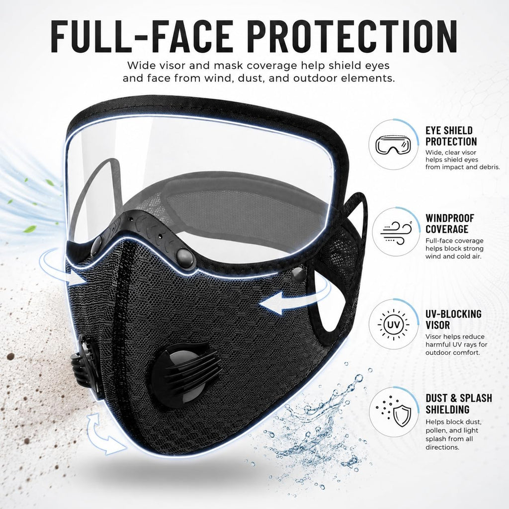 😷 Reusable Carbon Filter Dust Mask with Adjustable Goggles ❤️