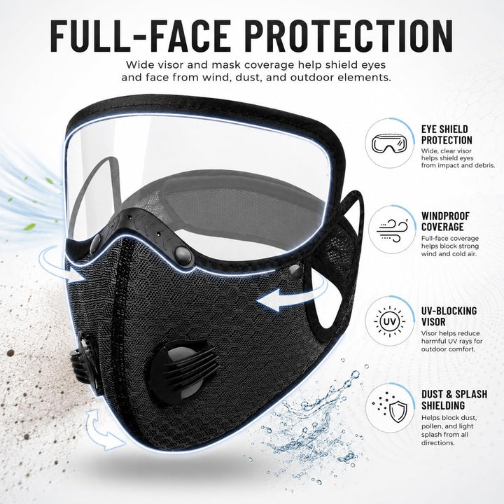 Reusable Carbon Filter Dust Mask with Adjustable Goggles