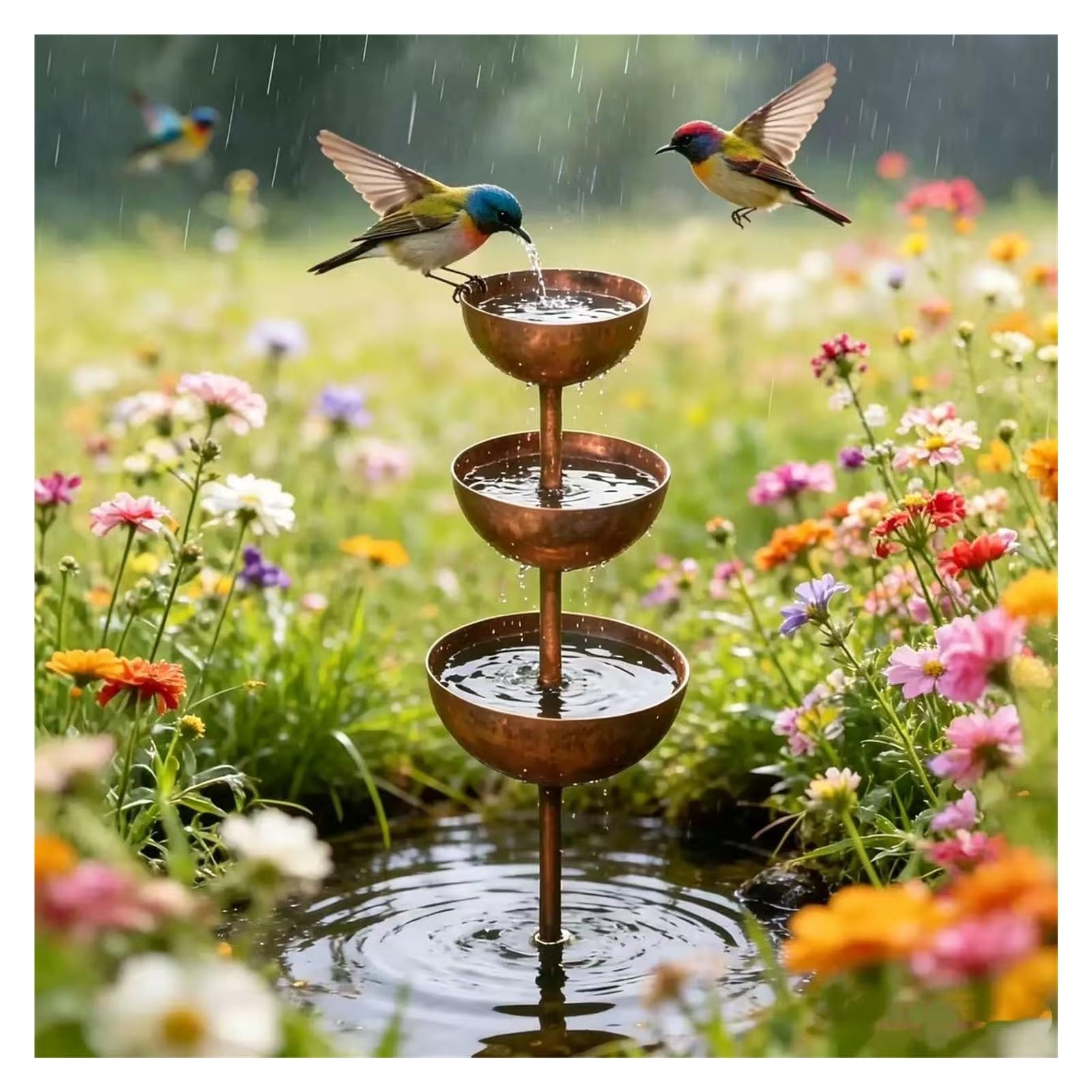 🐦 Rain Catcher Bird Bath Stake 🦋