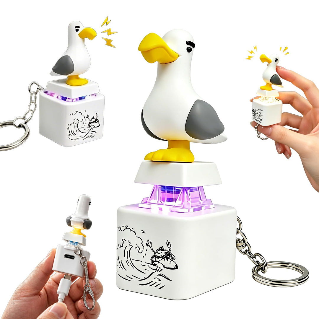 😀 Seagull Sound Keychain with LED Light & Button 🔥