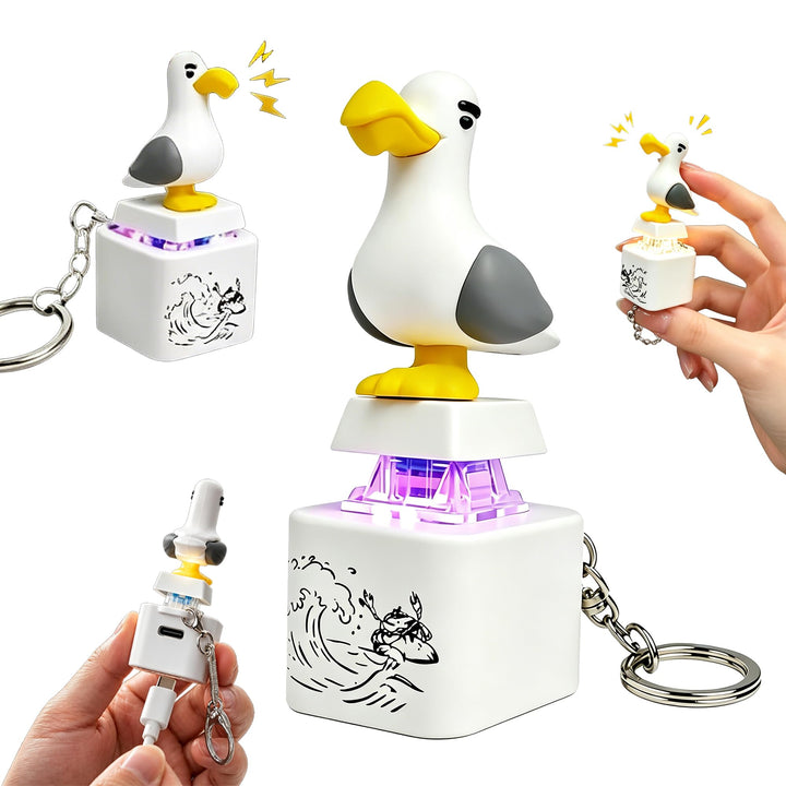😀 Seagull Sound Keychain with LED Light & Button 🔥