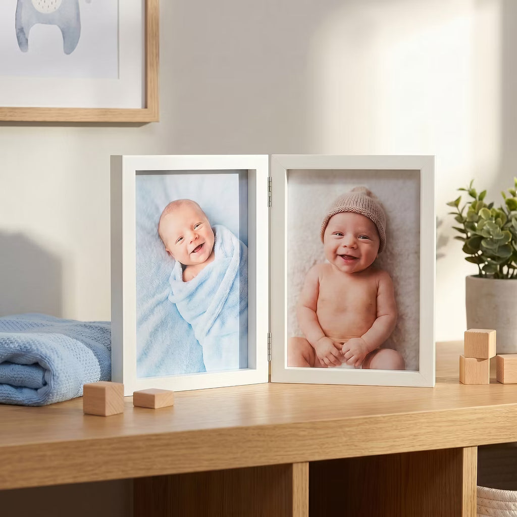 Creative Wooden Folding Photo Frame | Rustic Hinged Picture Frame