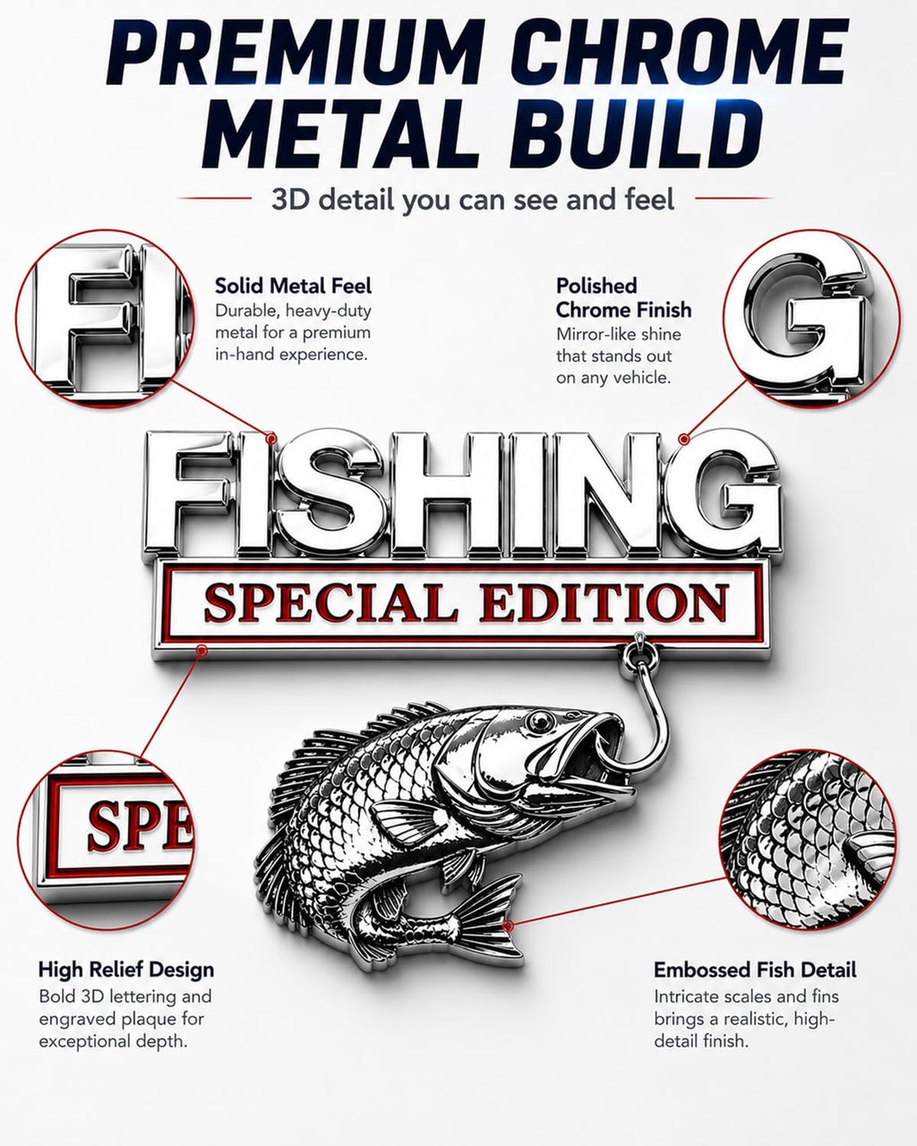 Fishing Special 🎣 Edition Premium 3D Metal Vehicle Emblem Badge