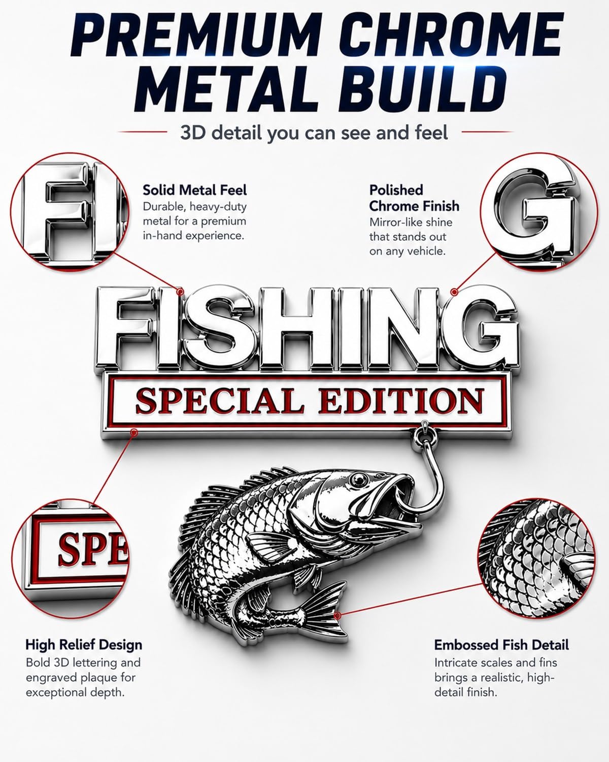 Fishing Special 🎣 Edition Premium 3D Metal Vehicle Emblem Badge