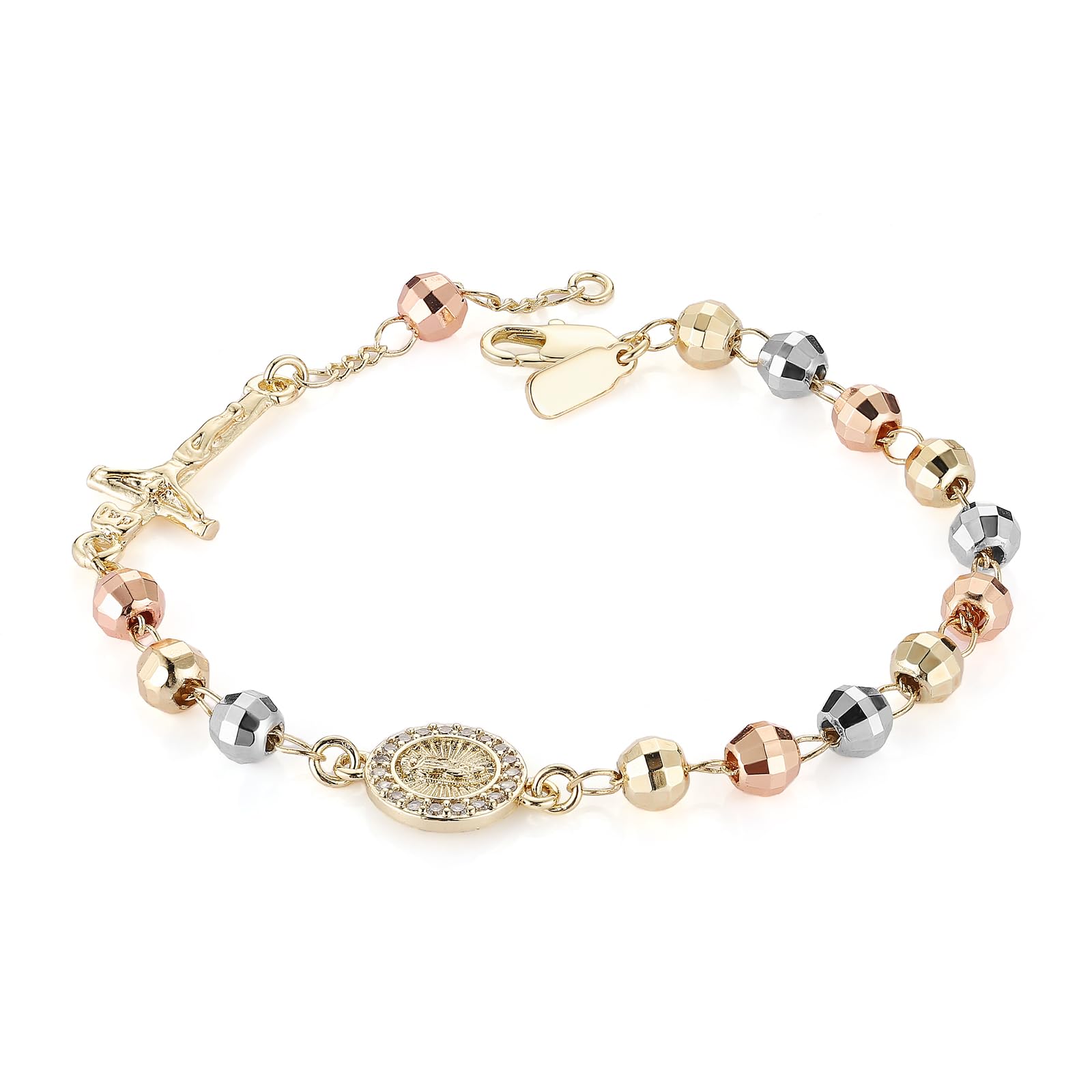 Virgin Mary Cross Rosary Bead Bracelet