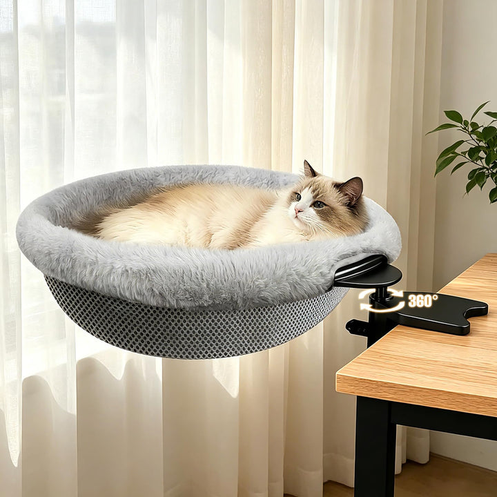 Heavy Duty Steel Frame 180° Rotating Cat Desk Bed