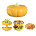 Big Pumpkin Snack Holder with Lid, Double Layer Serving Container with 3 Divided Compartments
