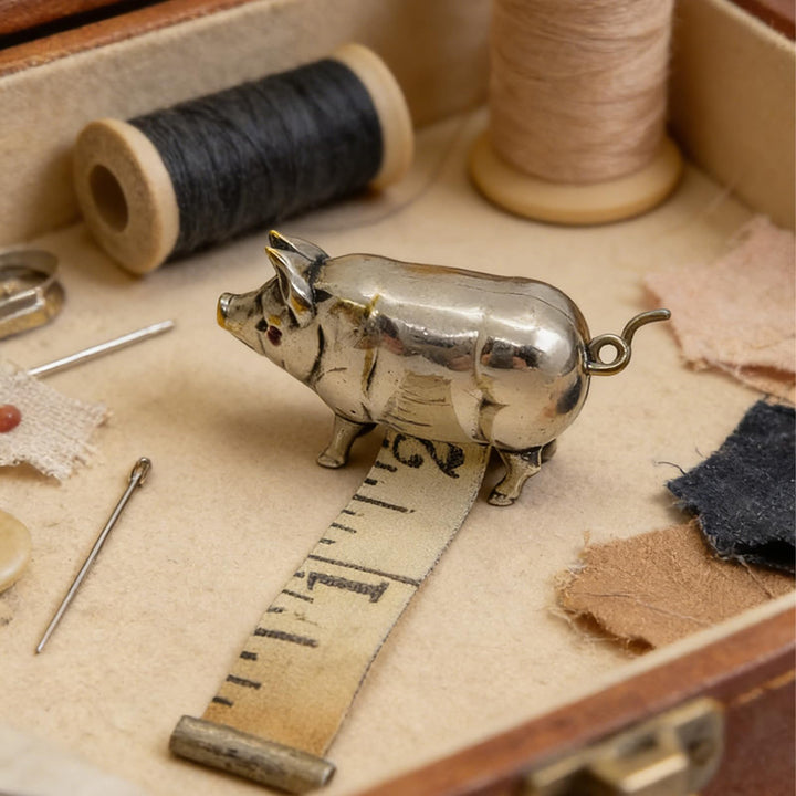 Retro-style metal pig measuring