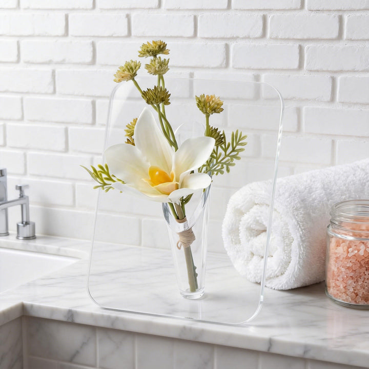 💐 💐 Acrylic Vase with Artificial Flowers (8 x 6 Inch) -Each vase comes with a free random artificial flower worth $19.99.