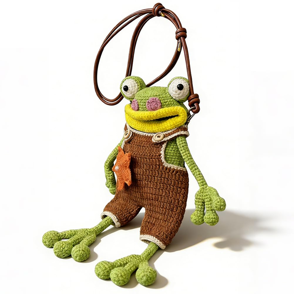 Diy Cartoon Frog Purse, Cute Crochet Wallet, Phone Bag with Convenient Storage