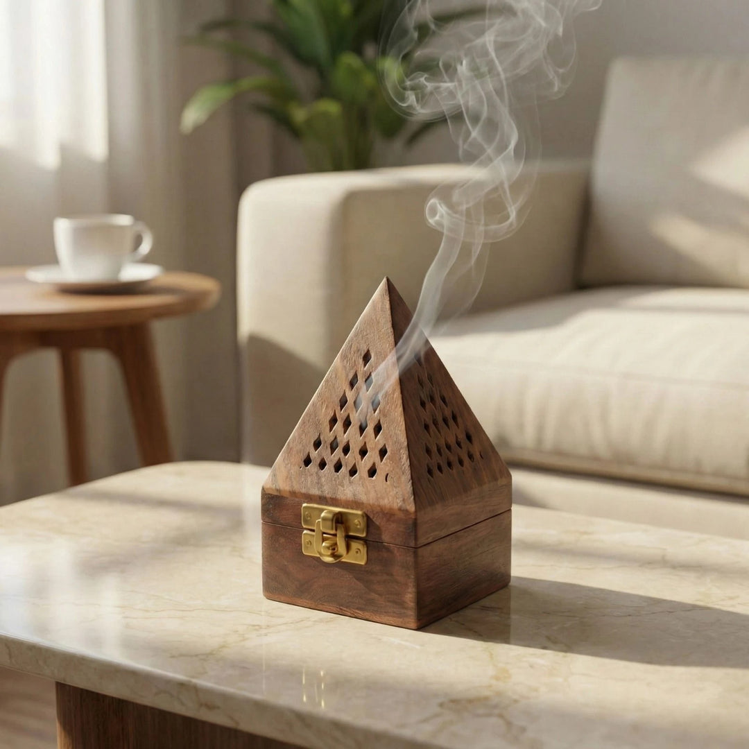 Medieval Wooden Pyramid Incense Box