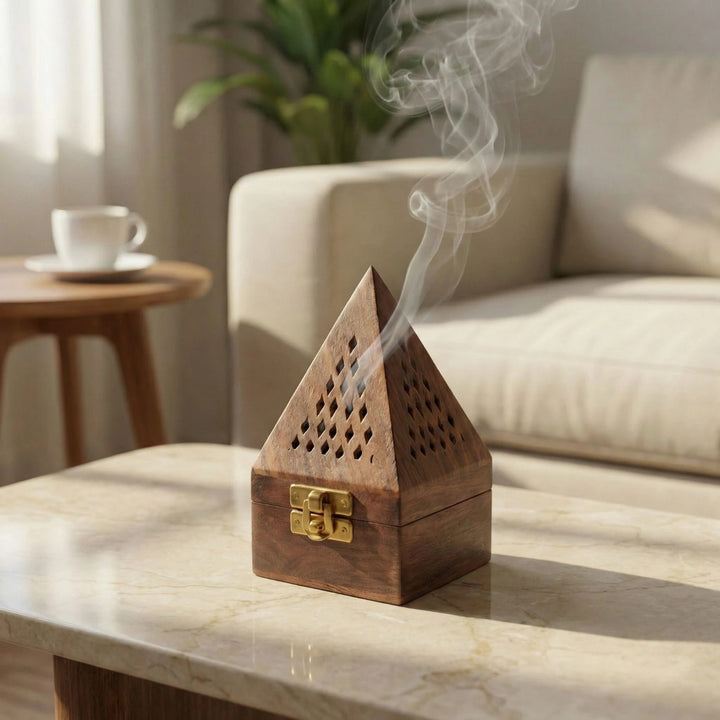 Medieval Wooden Pyramid Incense Box