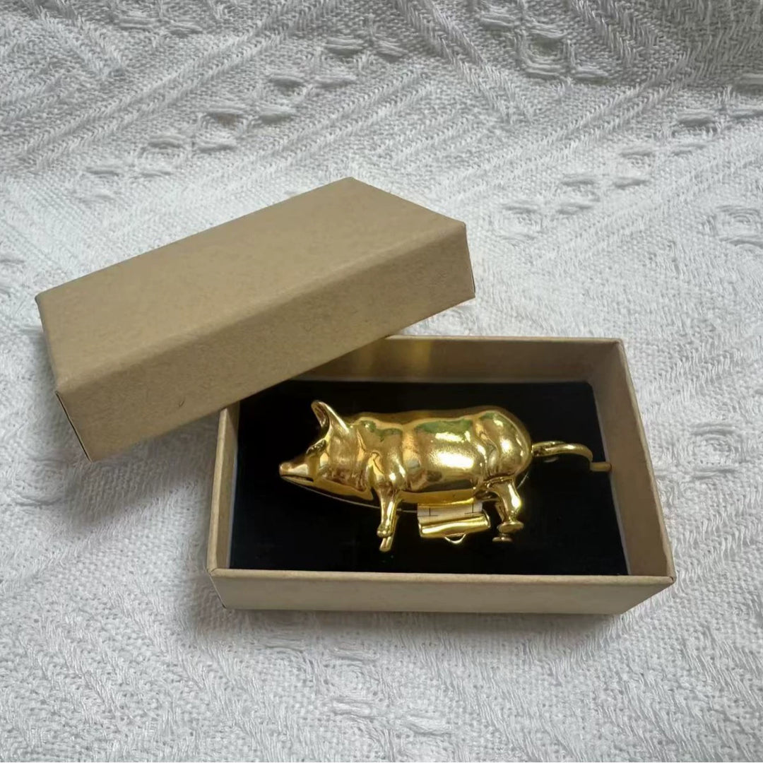 Retro-style metal pig measuring