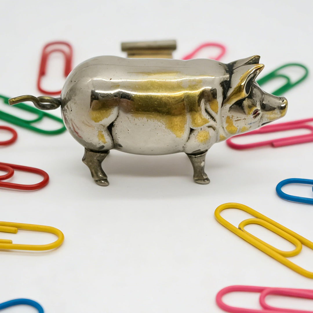 Retro-style metal pig measuring