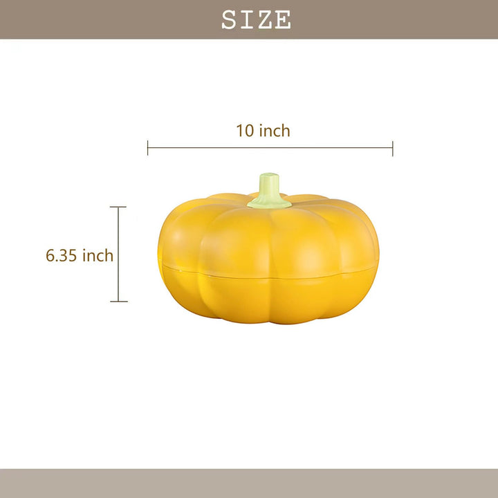 Big Pumpkin Snack Holder with Lid, Double Layer Serving Container with 3 Divided Compartments