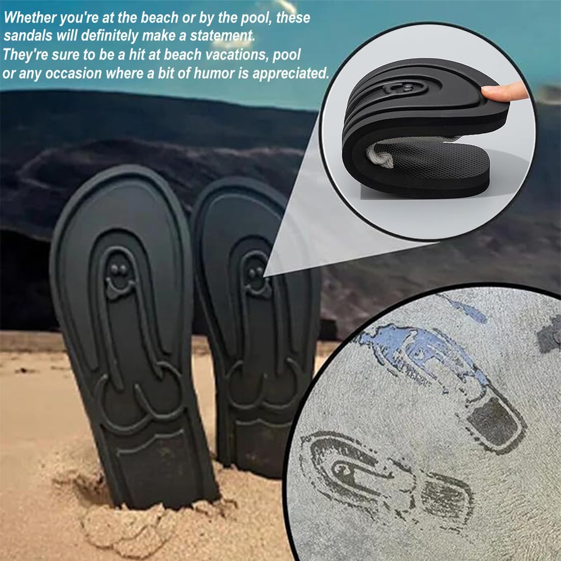Funny Non Slip Quick-Dry Beach Flip Flops (Hidden Design)
