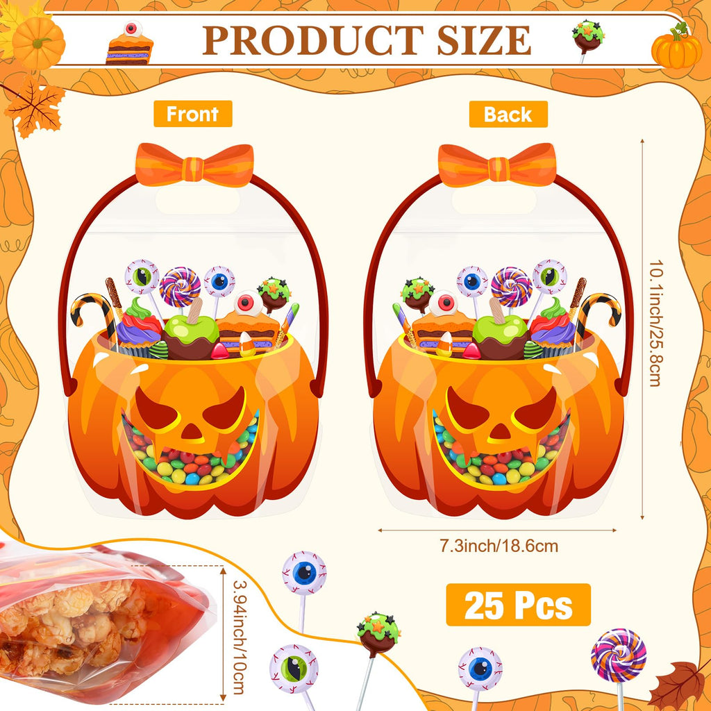 50Pcs Halloween Treat Bags with Handles -（25 pumpkin bags + 25 crucible bags)