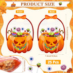 50Pcs Halloween Treat Bags with Handles -（25 pumpkin bags + 25 crucible bags)