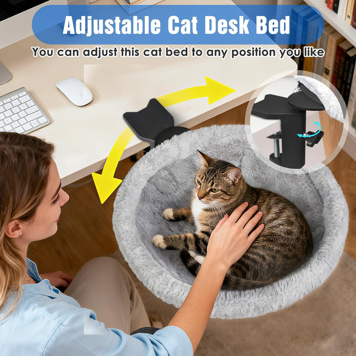 Heavy Duty Steel Frame 180° Rotating Cat Desk Bed