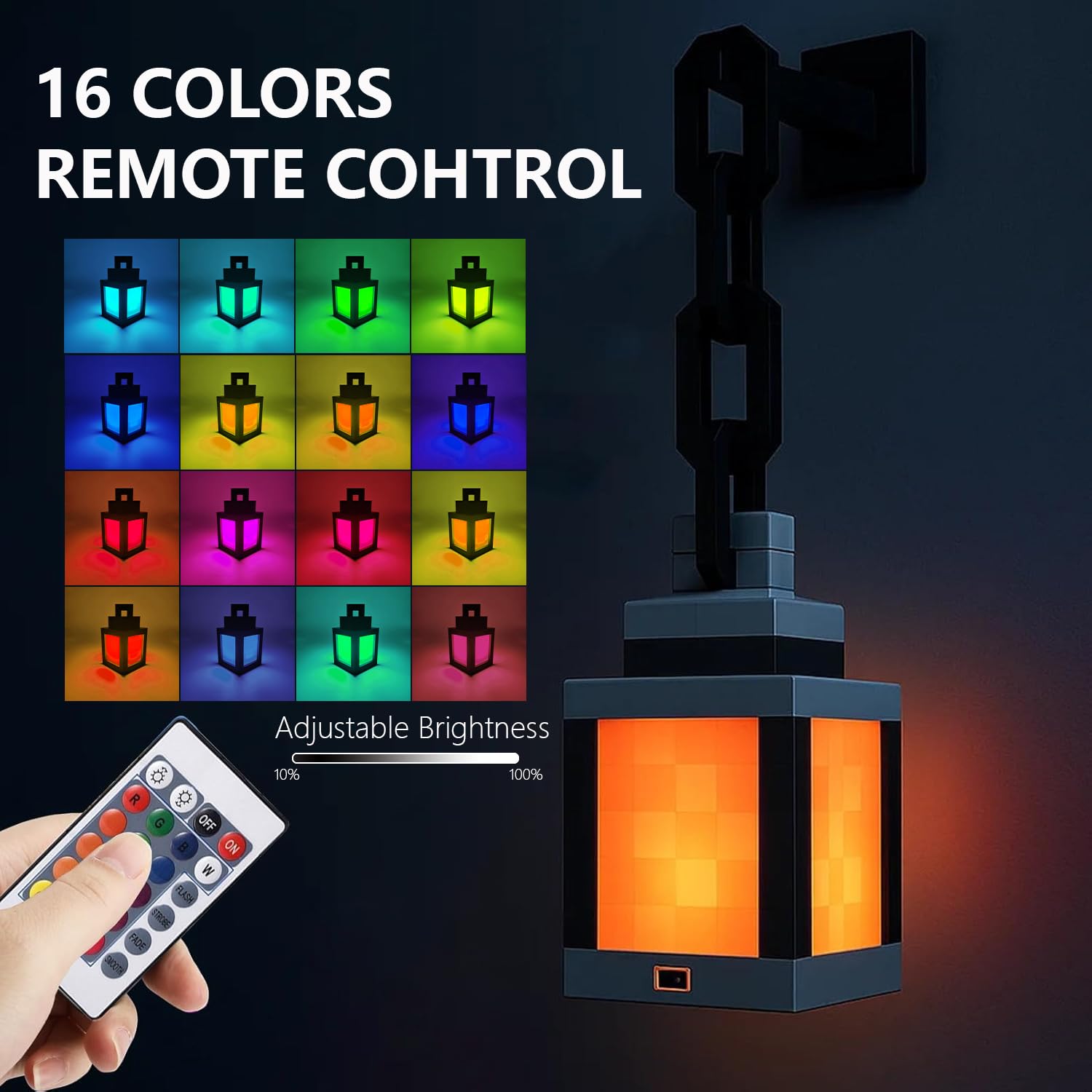 Pixel Night Light 16 Colors with Remote Control and Dimming Function