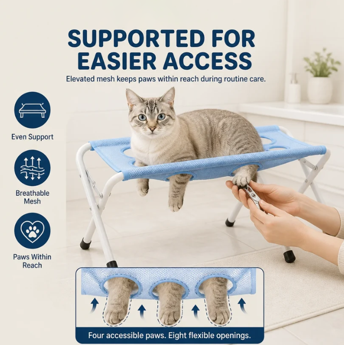 Cat Bath Stand | Hanging Anti-Claw Hammock with 8 Holes