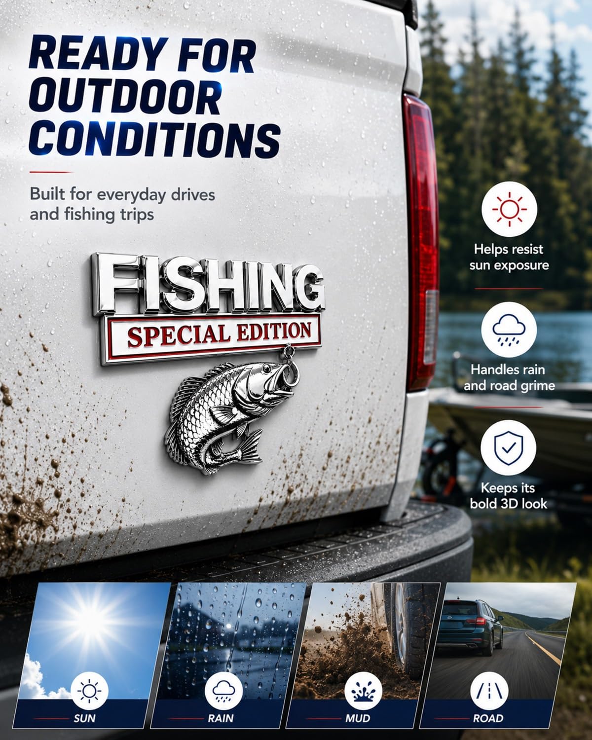 Fishing Special 🎣 Edition Premium 3D Metal Vehicle Emblem Badge