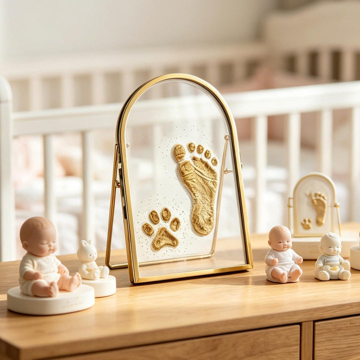 ✨Baby & Pet Keepsake Frame✨Sea Sand Hand and Footprint Kit, Double Sided Glass Hand Print Kit for Pets Paw Prints Sand Memories