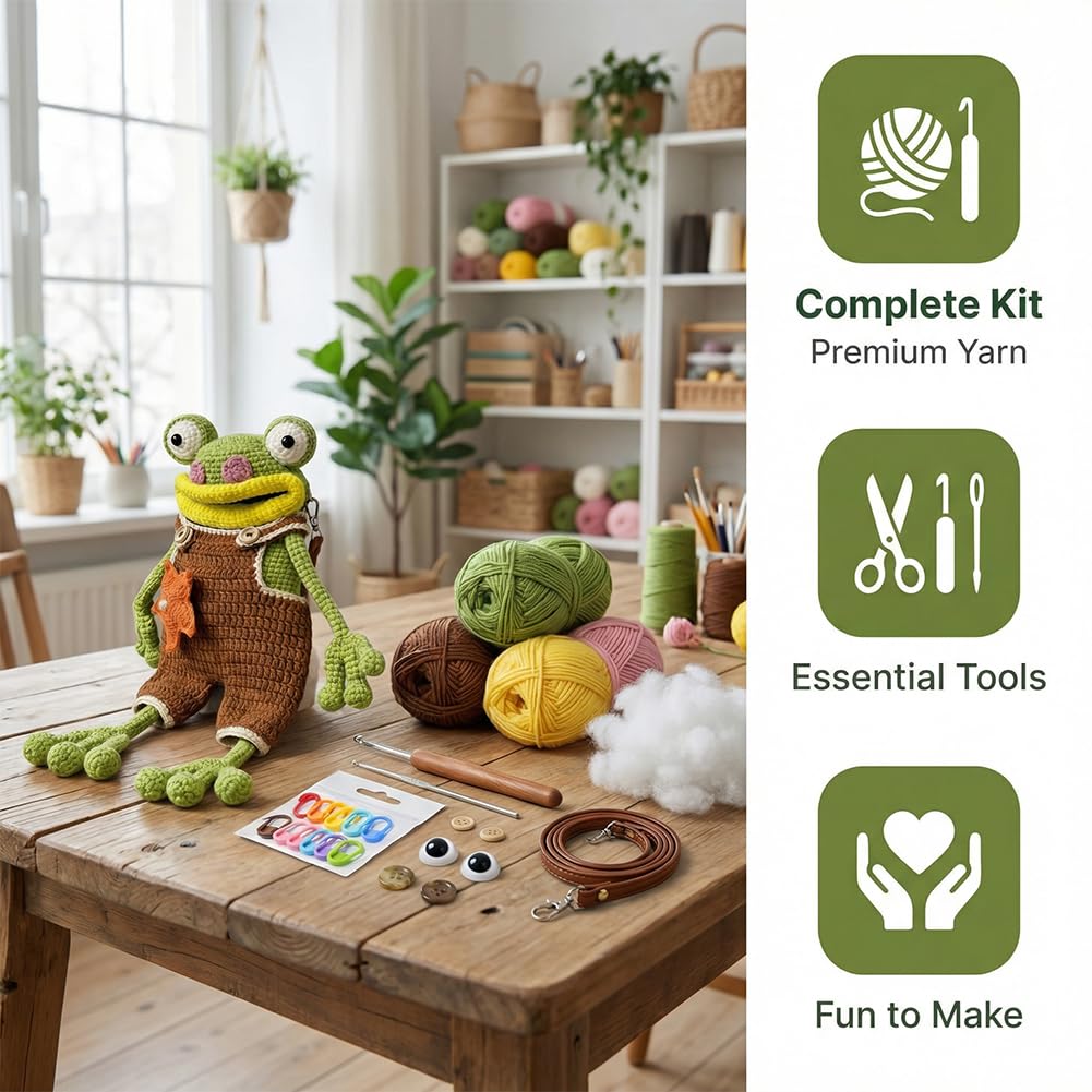 Diy Cartoon Frog Purse, Cute Crochet Wallet, Phone Bag with Convenient Storage