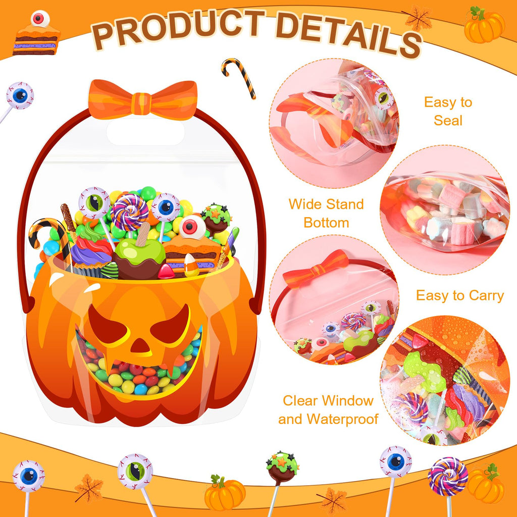 50Pcs Halloween Treat Bags with Handles -（25 pumpkin bags + 25 crucible bags)