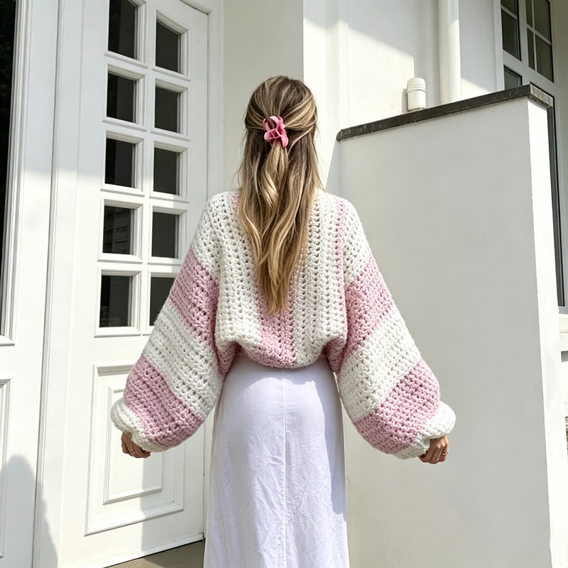 Balloon Sleeve Crochet Cardigan Shrug（Finished product）