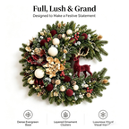 Luxury Burgundy Deer Christmas Wreath