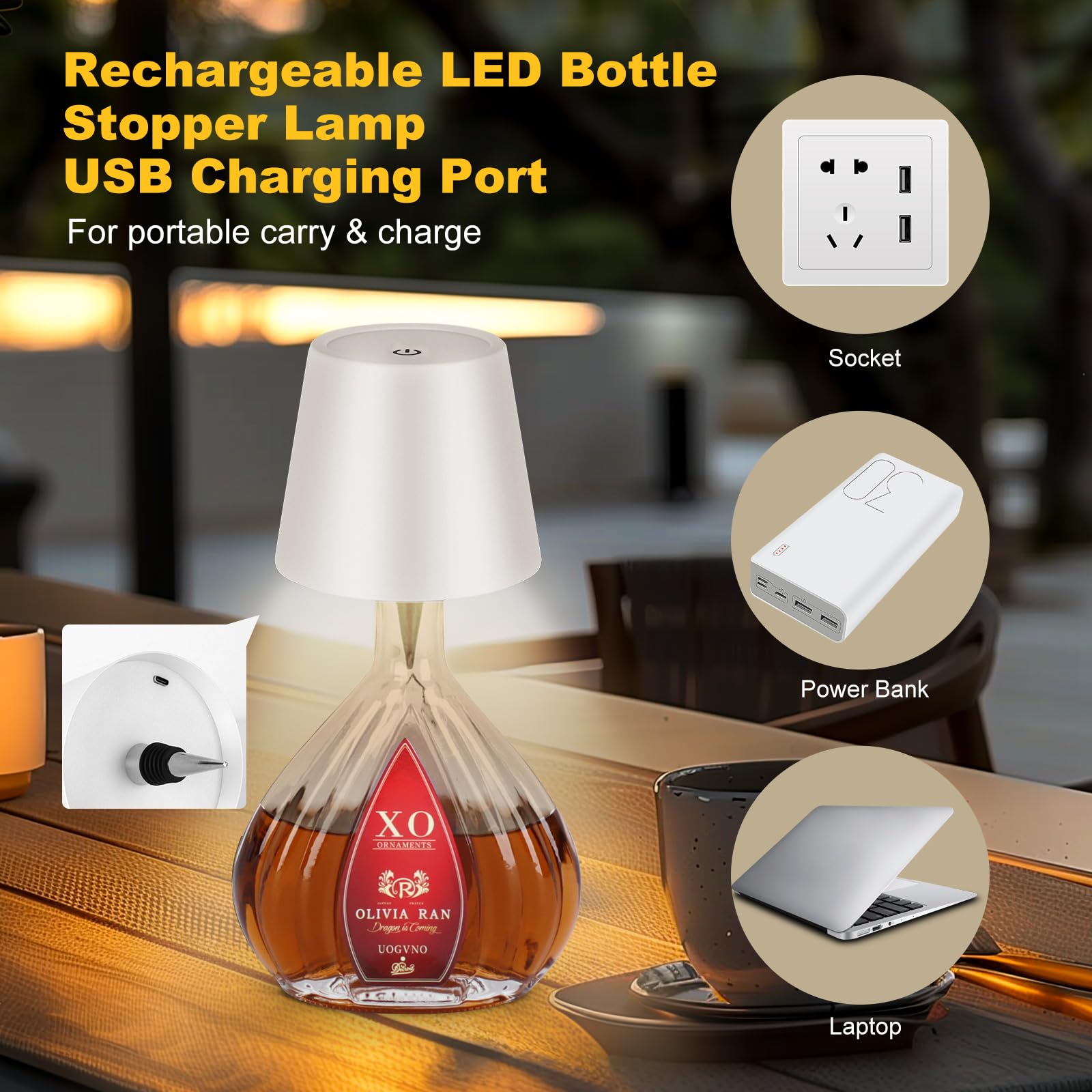 Wireless Bottle Lamp, For Any Type of Bottle - LED Bottle Lamp for Indoor & Outdoor