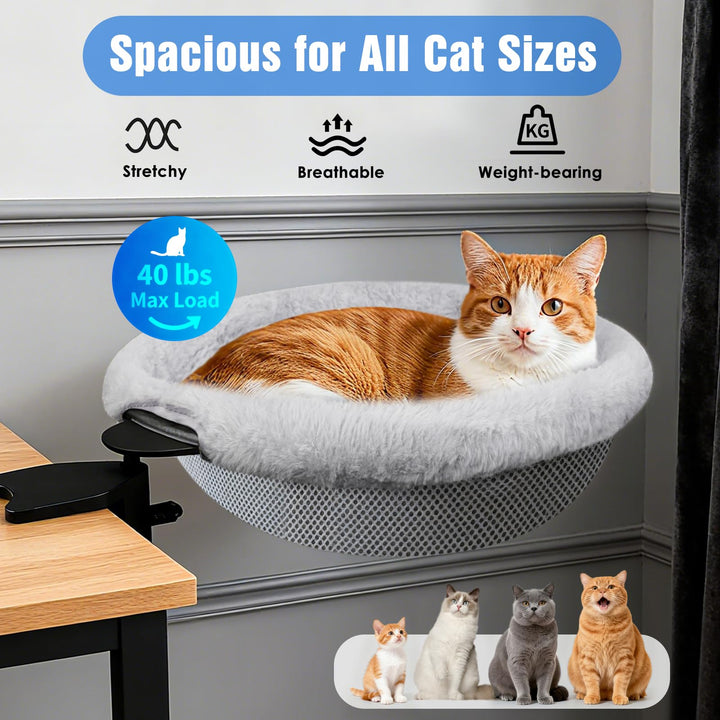 Heavy Duty Steel Frame 180° Rotating Cat Desk Bed