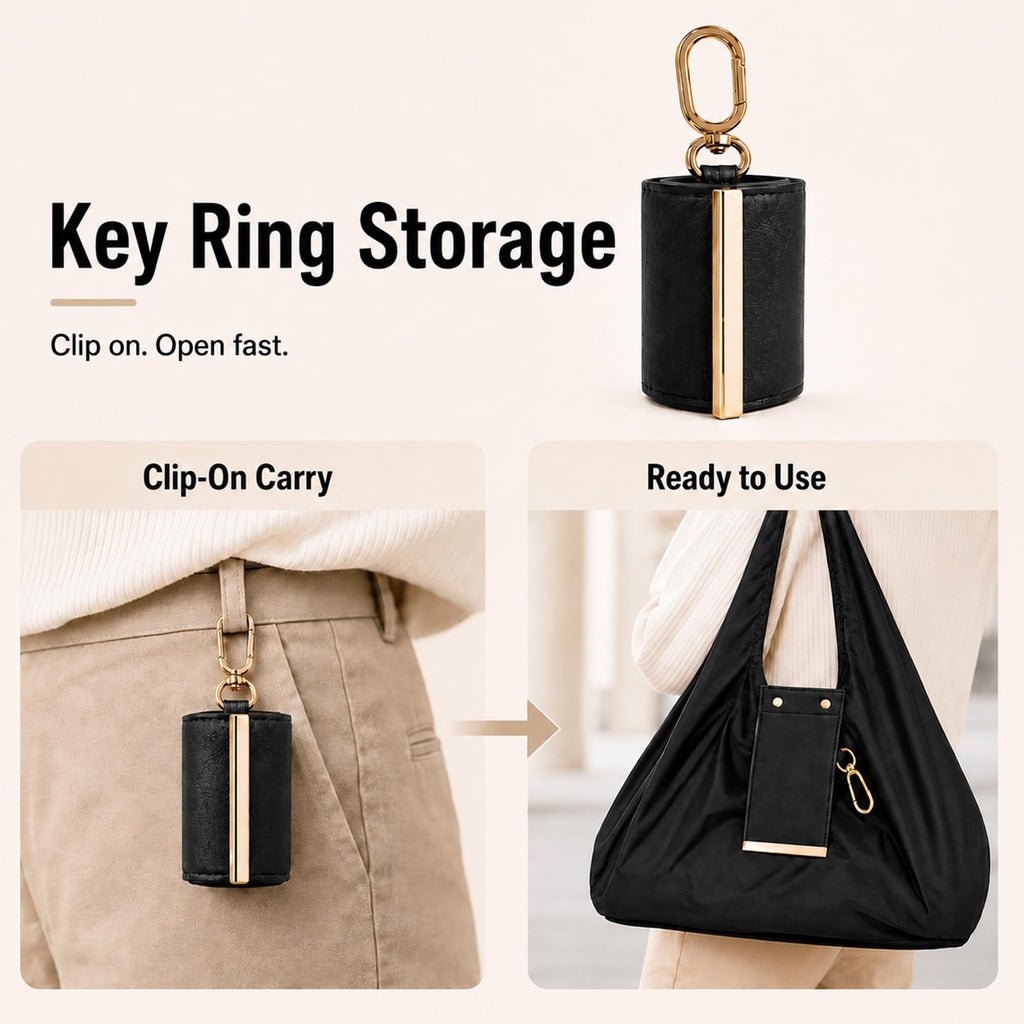 Foldable Travel Tote Bag Keychain（It can be super folded, the size of a coin purse）