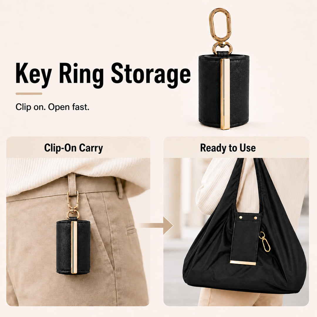 Foldable Travel Tote Bag Keychain（It can be super folded, the size of a coin purse）