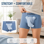 Men's Modal Boxer Briefs 3 Pack, Funny Elephant Trunk Underwear